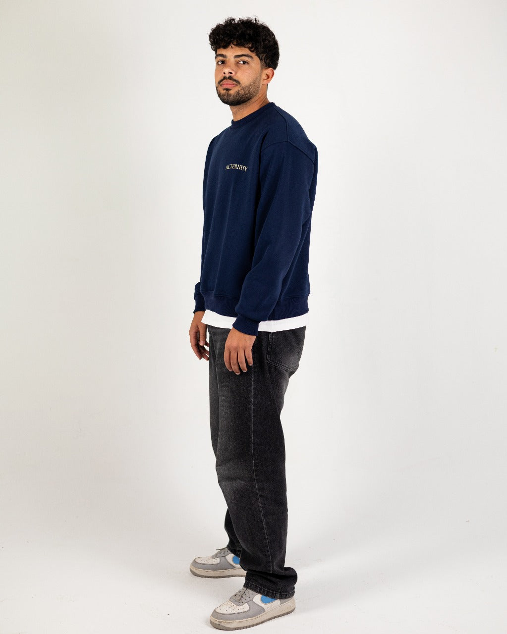 Oversized Obsidian Navy Layered Crewneck