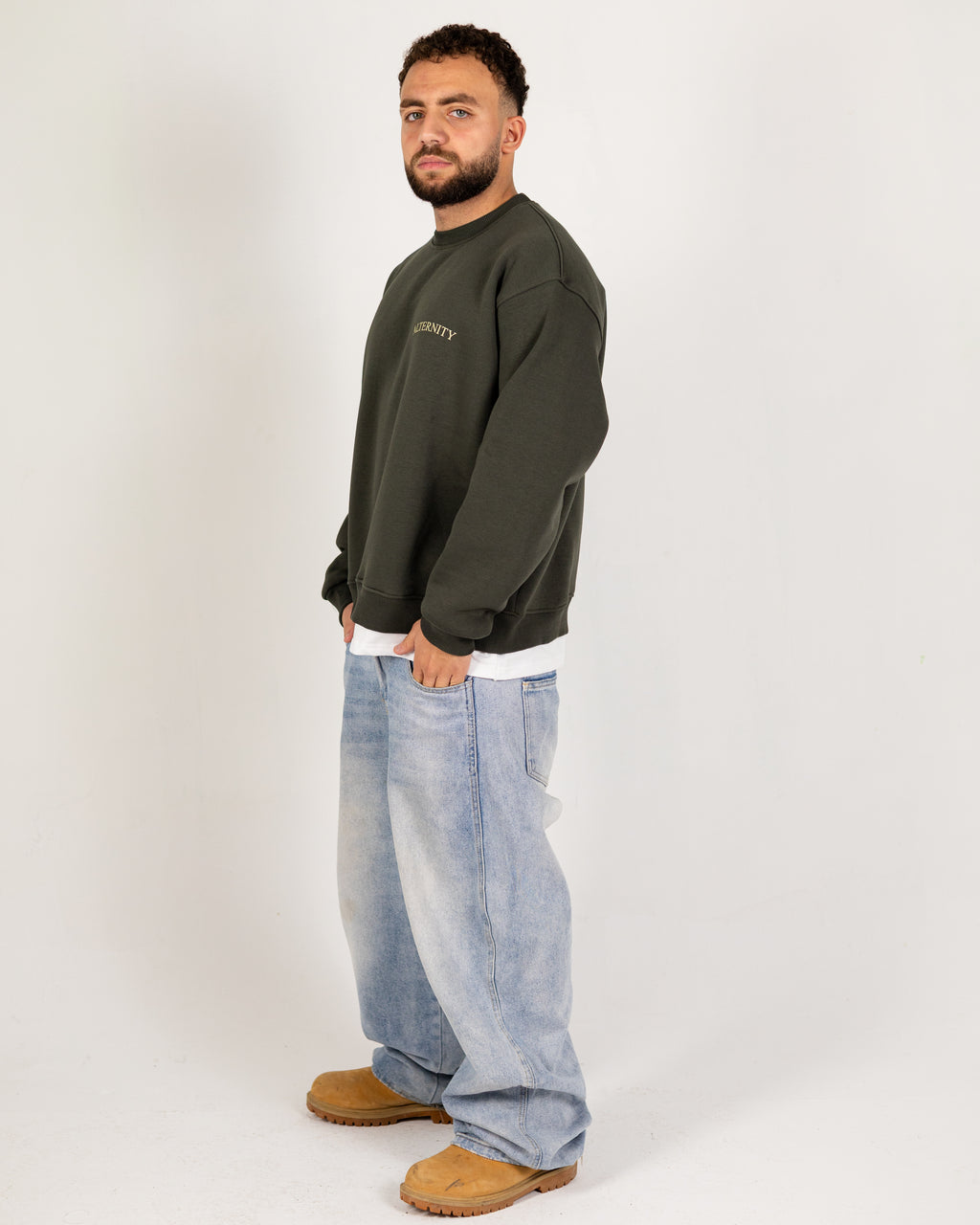 Oversized Dark Verde Layered Crewneck