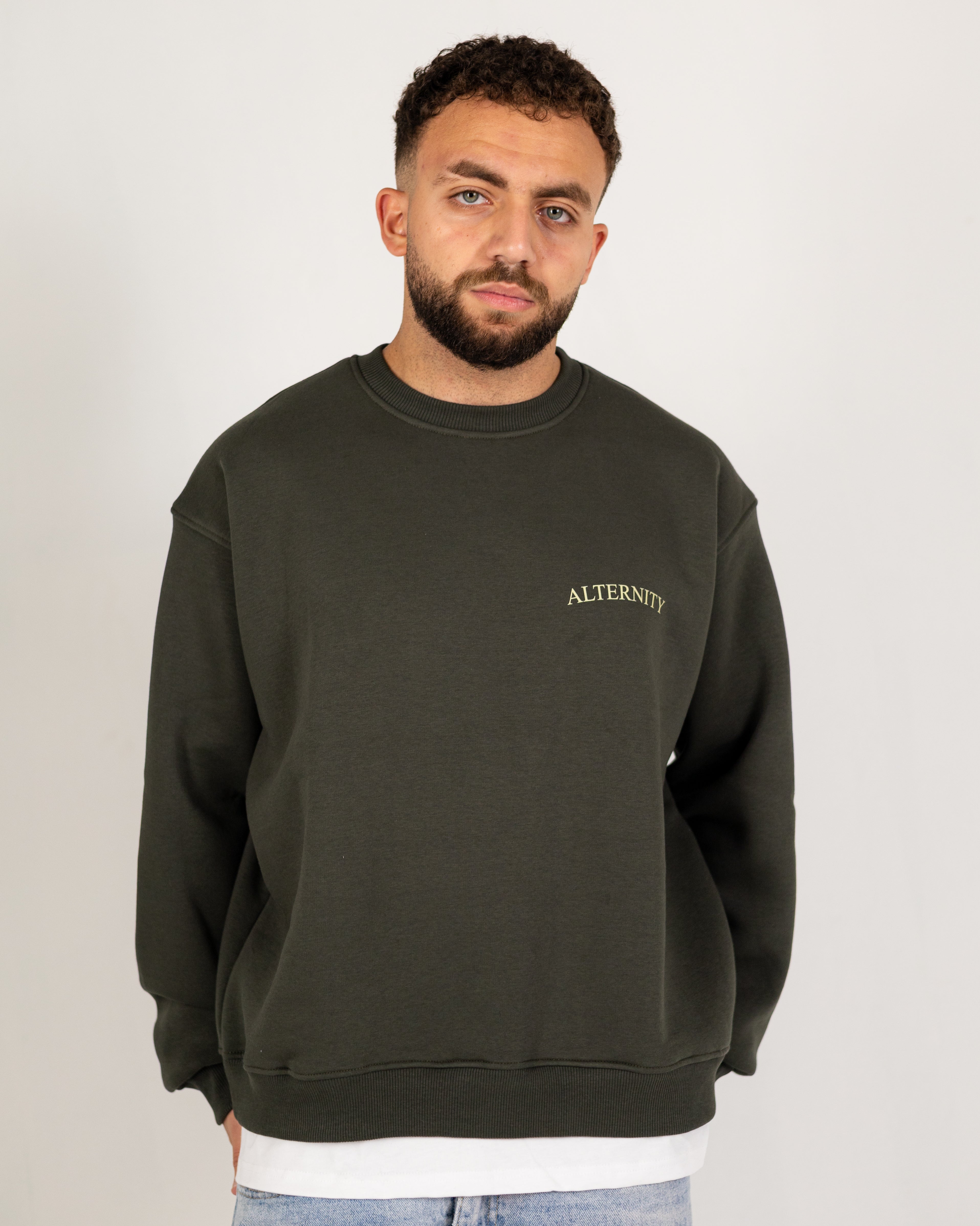 Oversized Dark Verde Layered Crewneck